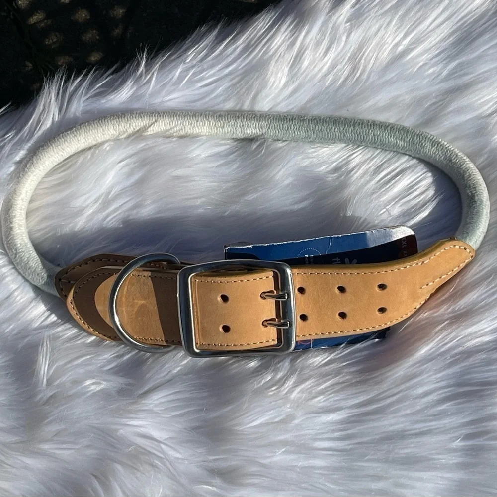 NWT Youly Vegan Leather & Rope Tie Dye Dog Collar Size XXL/XXXL